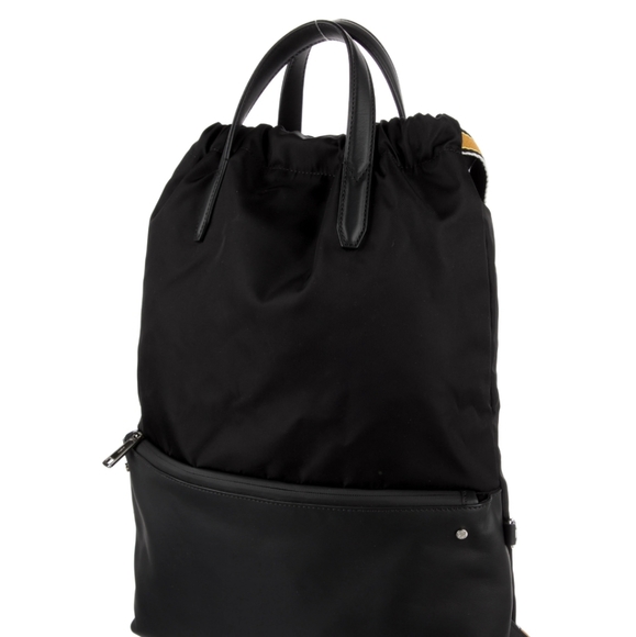 NWT FENDI Leather Trimmed Drawstring Backpack Bag main image 5